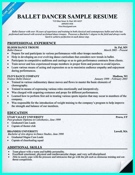 How To Write a Dance Resume (With Template and Example).